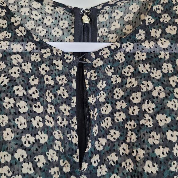 Tommy Hilfiger black Swiss dot floral sheer long sleeve wrap midi dress size Med - Picture 4 of 12